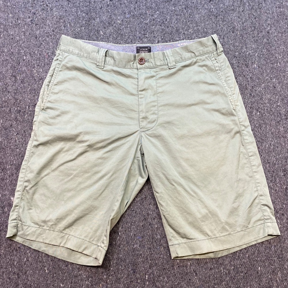 J.Crew‎ Preppy Men 30 Sage Green Stretch Chino Shorts 10.5 Inseam Flat Front